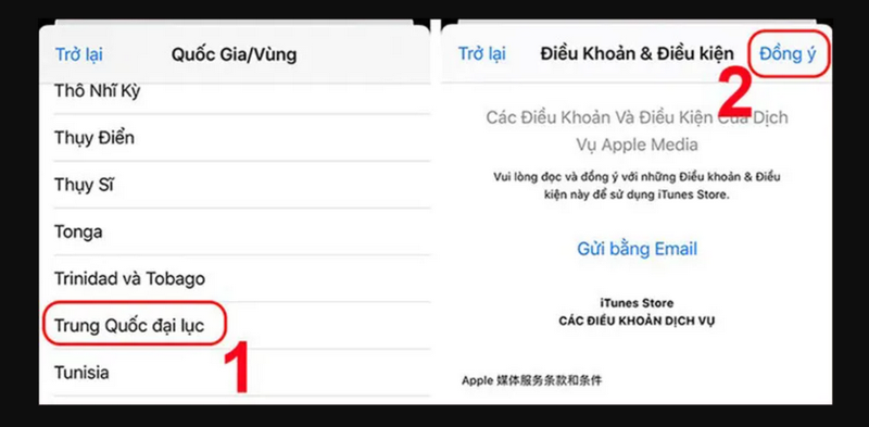 Chọn "Trung Quốc đại lục" và xác nhận