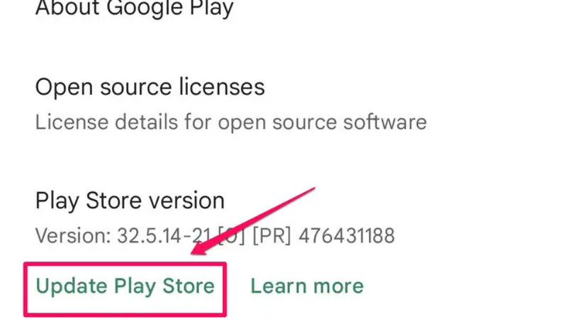 Cập nhật Google Play Store và hệ điều hành Android