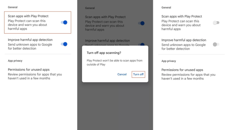Tắt Google Play Protect