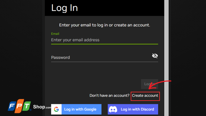 Chọn Create Account
