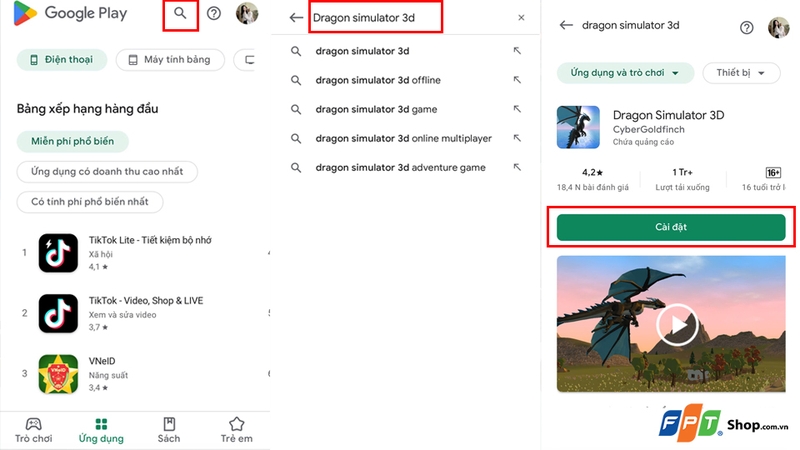 Các bước tải Dragon Simulator 3D