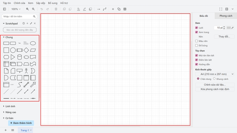 Bước 1: Truy cập giao diện và làm quen công cụ