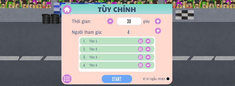 Thiết lập màn đua