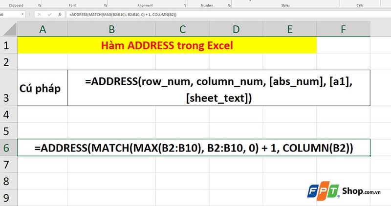 Dùng hàm ADDRESS trong Excel - 04