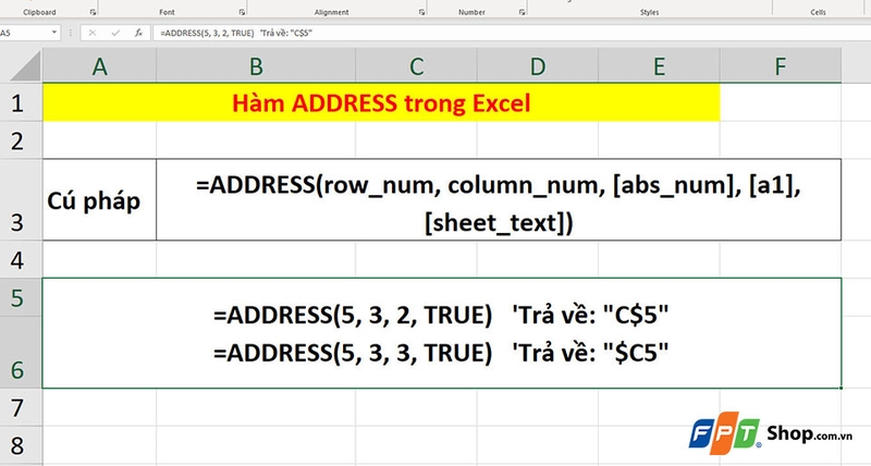 Dùng hàm ADDRESS trong Excel - 07