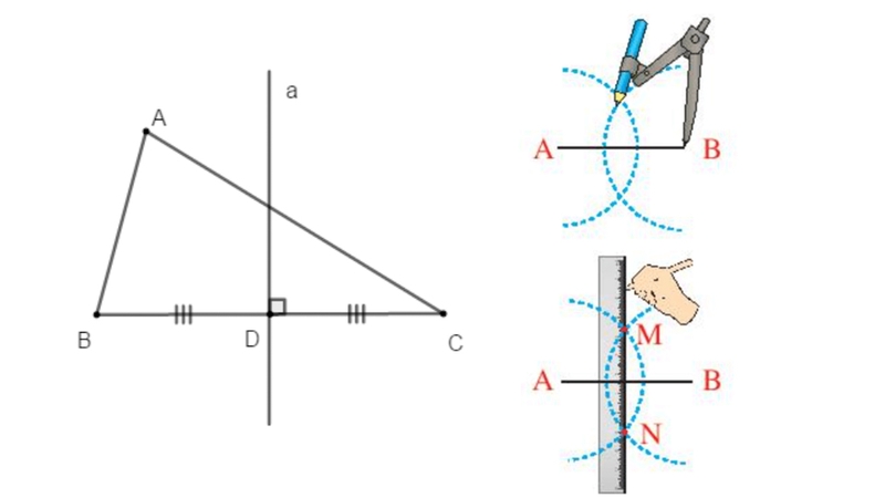 Xác định trung điểm để vẽ đường trung trực