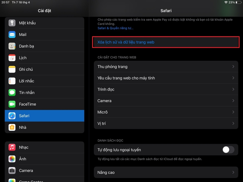 duyệt web riêng tư trong Safari trên iPad 13
