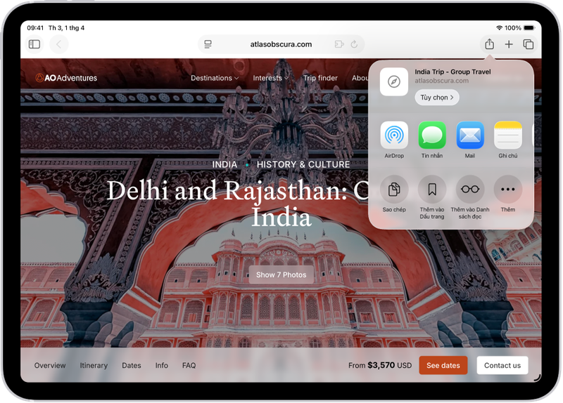duyệt web riêng tư trong Safari trên iPad 1