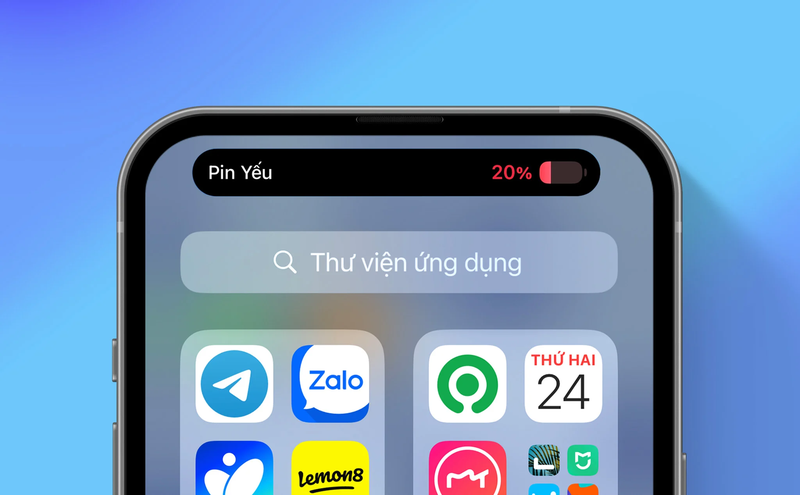 Những tính năng chính của Dynamic Island - Cảnh báo dung lượng pin