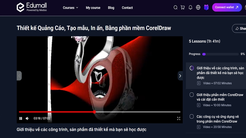 Giao diện khi học trên nền tảng Edumall