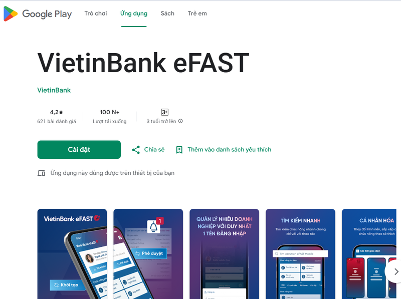 gioi thieu ung dung efast vietin