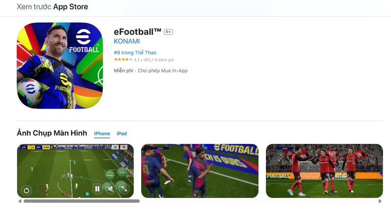 tai efootball 2024 cho iOS
