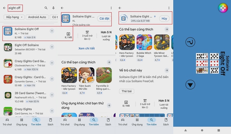 Cách tải về Solitaire Eight Off cho thiết bị Android của bạn