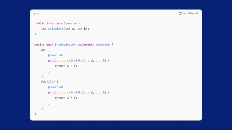 Enum không kế thừa class nhưng có thể implement interface