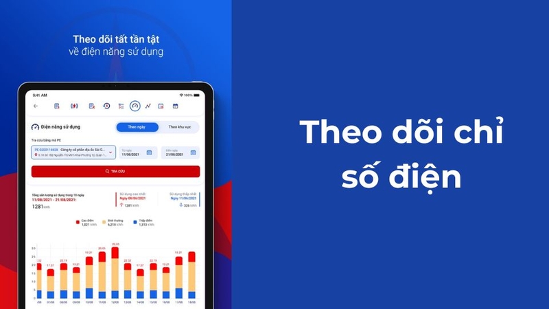 Tra cứu chỉ số điện hàng ngày, lịch sử tiêu thụ điện trước đó