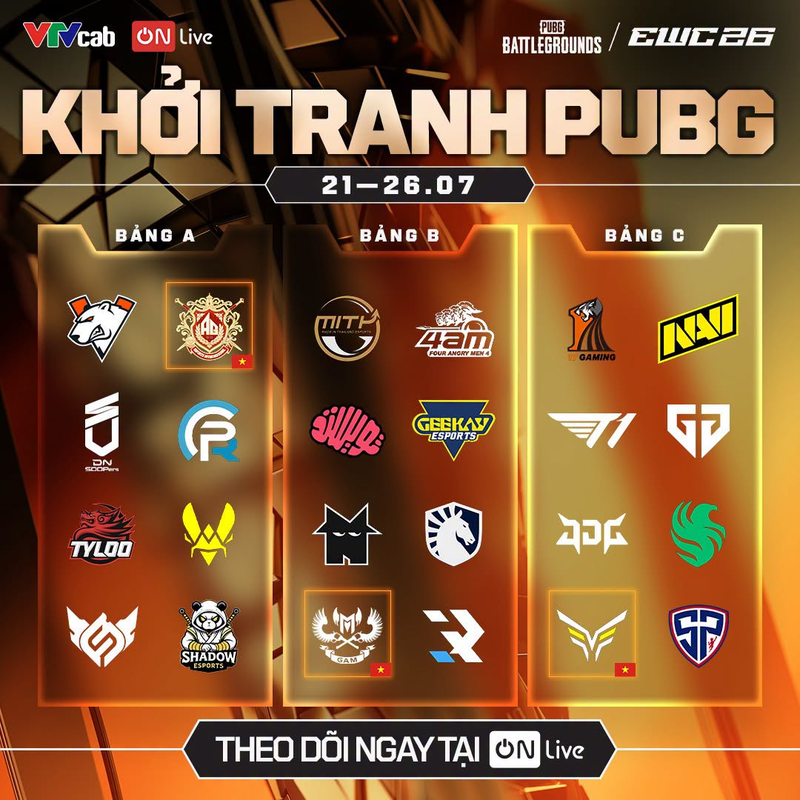 Các đội tuyển tham dự EWC 2026: PUBG Battlegrounds