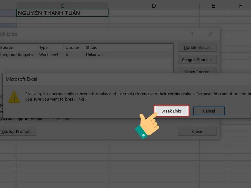 Xem hộp thoại cảnh báo hệ thống hiển thị