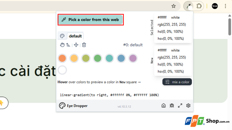Chọn Pick a color from this web
