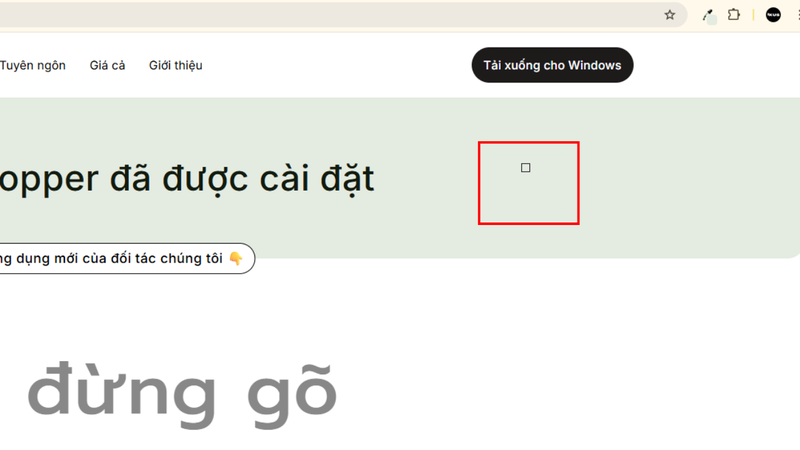 Nhấn vào vị trí bất kỳ trên website