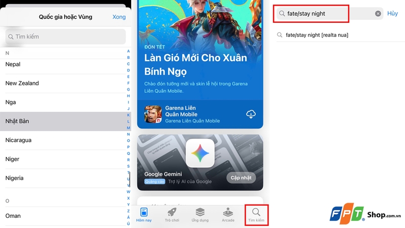 Chuyển vùng tài khoản sang Nhật Bản để tìm game