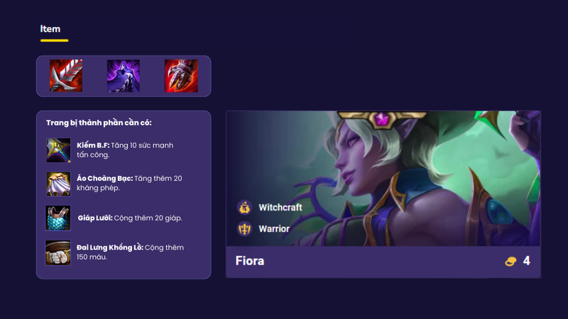 Hướng dẫn lên trang bị cho Fiora DTCL mùa 12