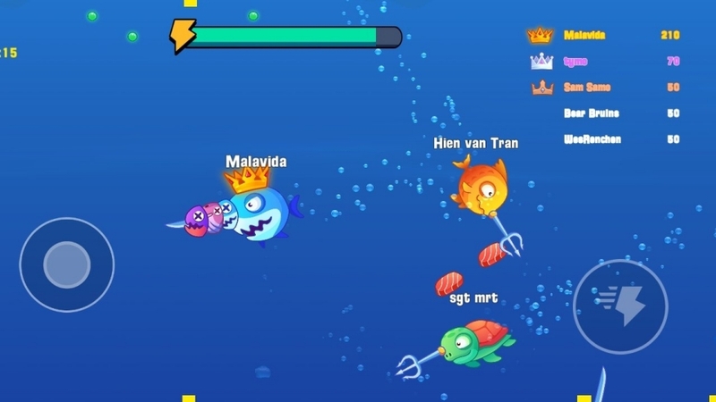 Khi chơi Fish.IO - Cá lớn nuốt cá bé bạn sẽ được đối đầu với người chơi toàn thế giới
