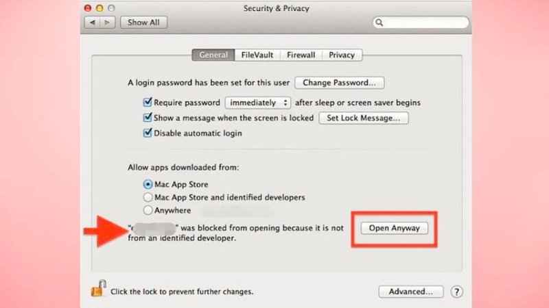 Mở chọn mục General và tại Allow apps downloaded from  loading=