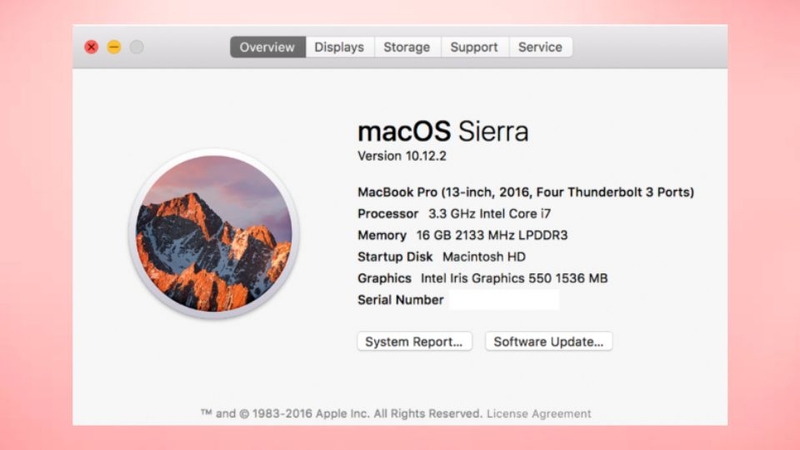 Nếu phiên bản Mac của bạn là mac OS Sierra
