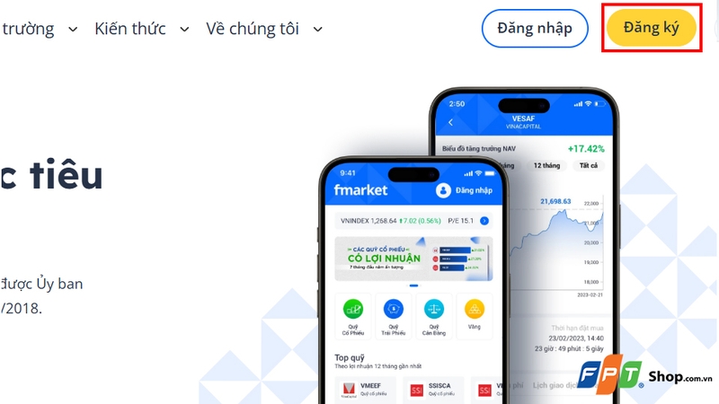 Chọn nút “Đăng ký” để bắt đầu
