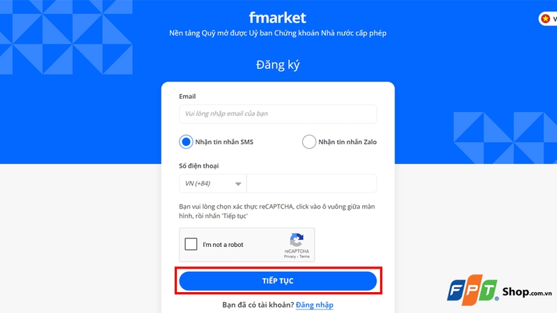 Điền địa chỉ email cá nhân và số điện thoại di động