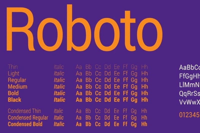Roboto là font chữ chủ đạo của hệ điều hành Android