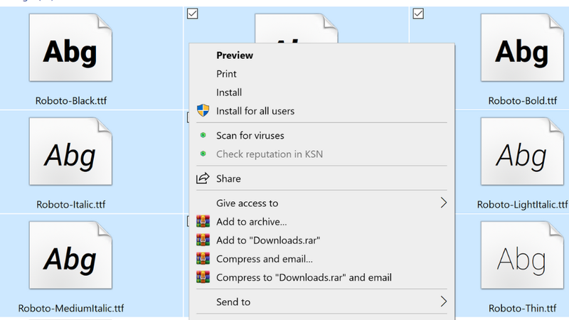 Nhấn Install để cài font