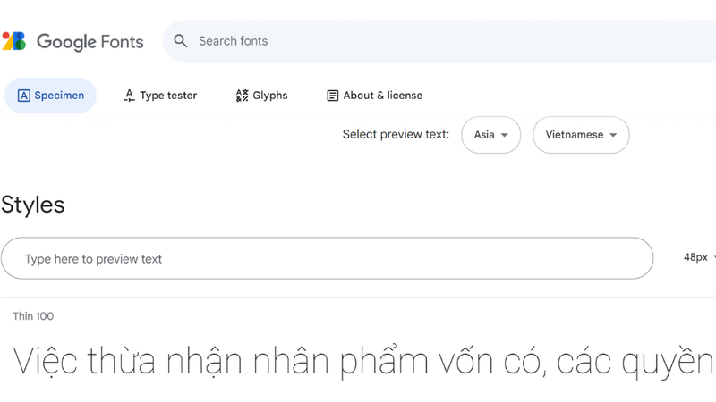 Dùng Google Fonts để tải font