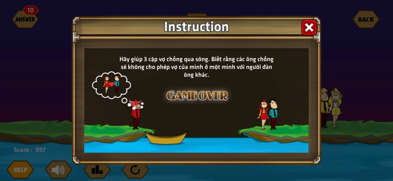 Câu 5: Đưa 3 cặp vợ chồng qua sông