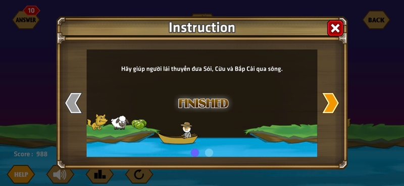 Câu 1: Đưa Sói, Cừu, Bắp Cải qua sông