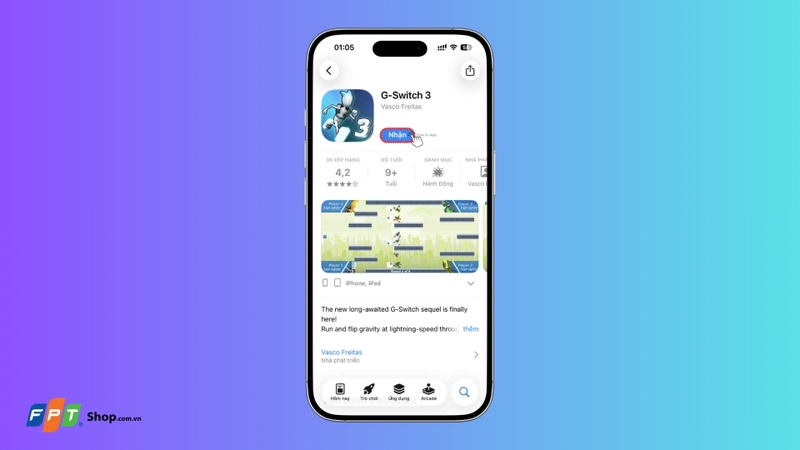 Nhấn nút Nhận (Get)