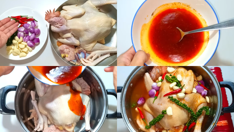 Công thức gà hấp mắm nhĩ tiêu xanh chặt khúc