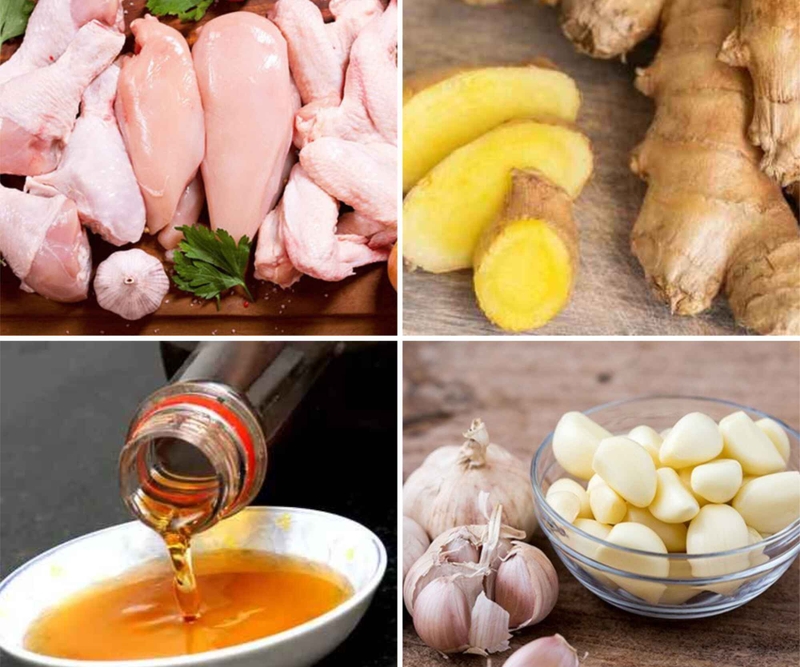 Các thành phần để tạo nên món gà xào gừng thơm ngon