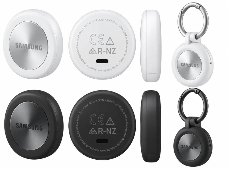 Galaxy SmartTag 3 xuất hiện với hai tùy chọn màu đen và trắng, sử dụng thiết kế vuông bo tròn mới.