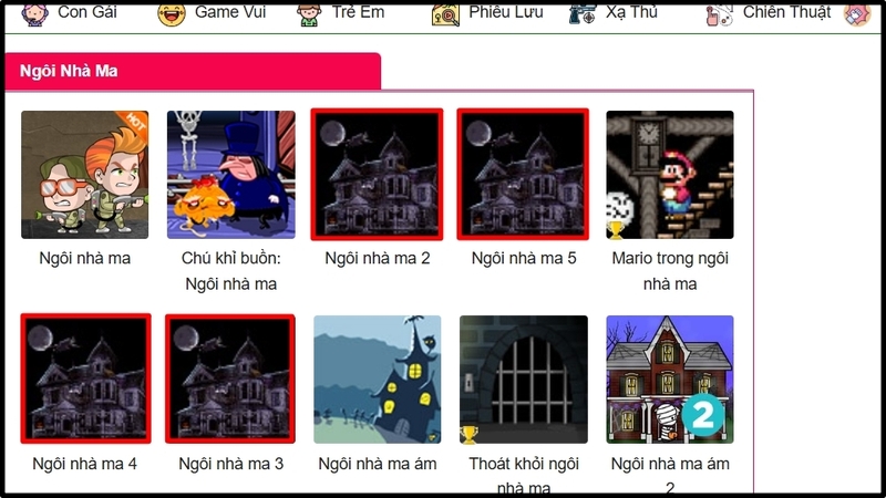 Bạn tìm game Ngôi Nhà Ma 2, 3, 4, 5 trên Game Vui