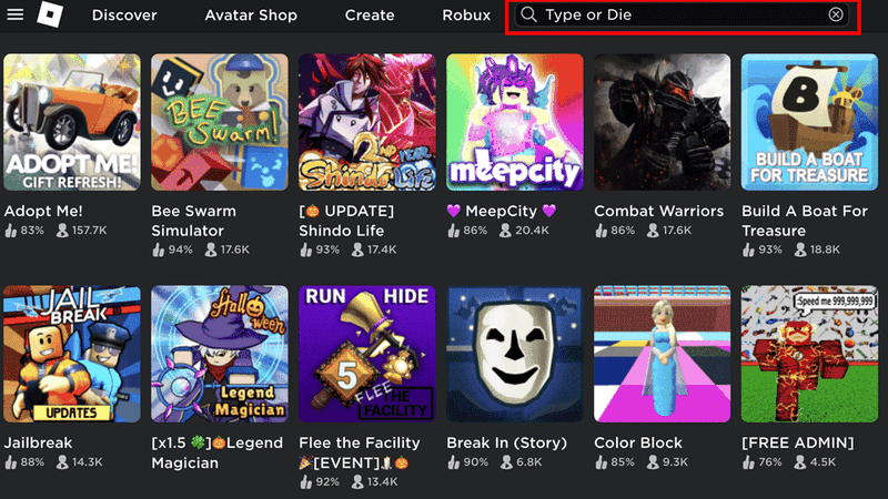 Tìm kiếm game yêu thích bằng thanh Search