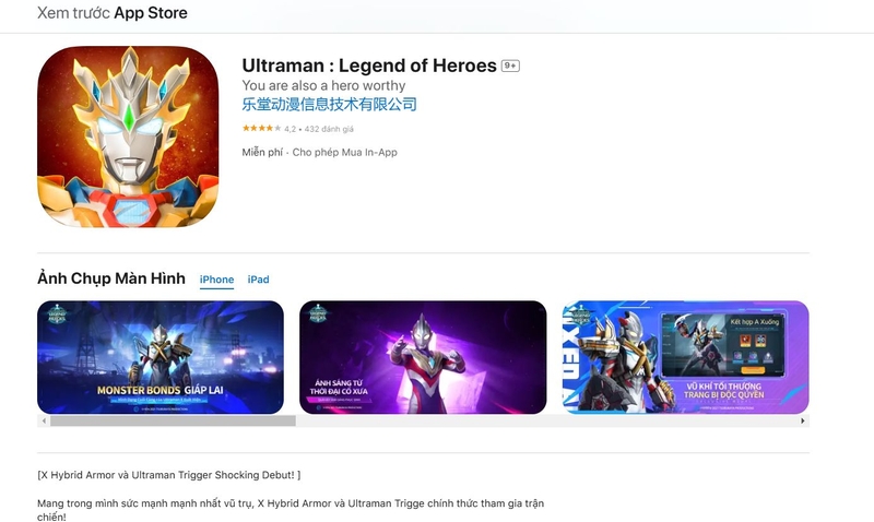 tai game ultraman cho ios