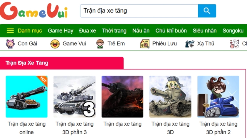 Truy cập và chơi Trận Địa Xe Tăng ở Game Vui