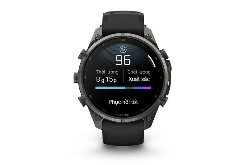 Garmin Fenix 9 Pro Titanium phủ DLC Carbon 47 mm AMOLED dây silicone 12