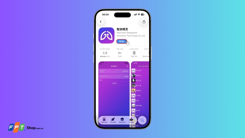 Nhấn nút Nhận (Get)