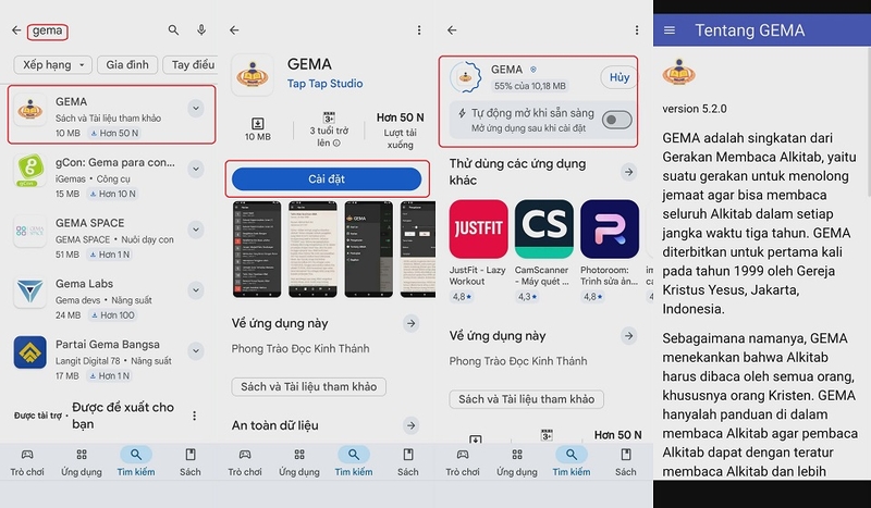 Cách tải về ứng dụng GEMA cho thiết bị Android của bạn