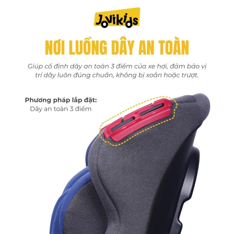 Ghế ô tô trẻ em 2 trong 1 Jovikids Tammy R44 Hỗ trợ luồng dây an toàn đúng chuẩn
