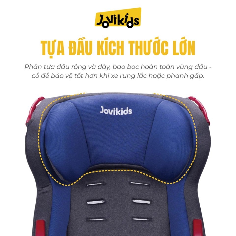 Ghế ô tô trẻ em 2 trong 1 Jovikids Tammy R44 Tựa đầu kích thước rộng và dày