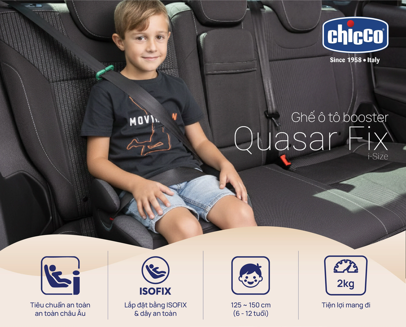 Ghế ô tô trẻ em Chicco Quasar Fix i-Size cho trẻ từ 125 đến 150 cm