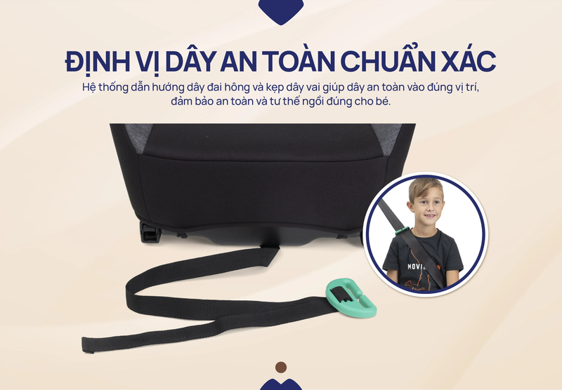 Ghế ô tô trẻ em Chicco Quasar Fix hệ thống hướng dẫn dây an toàn chuẩn xác